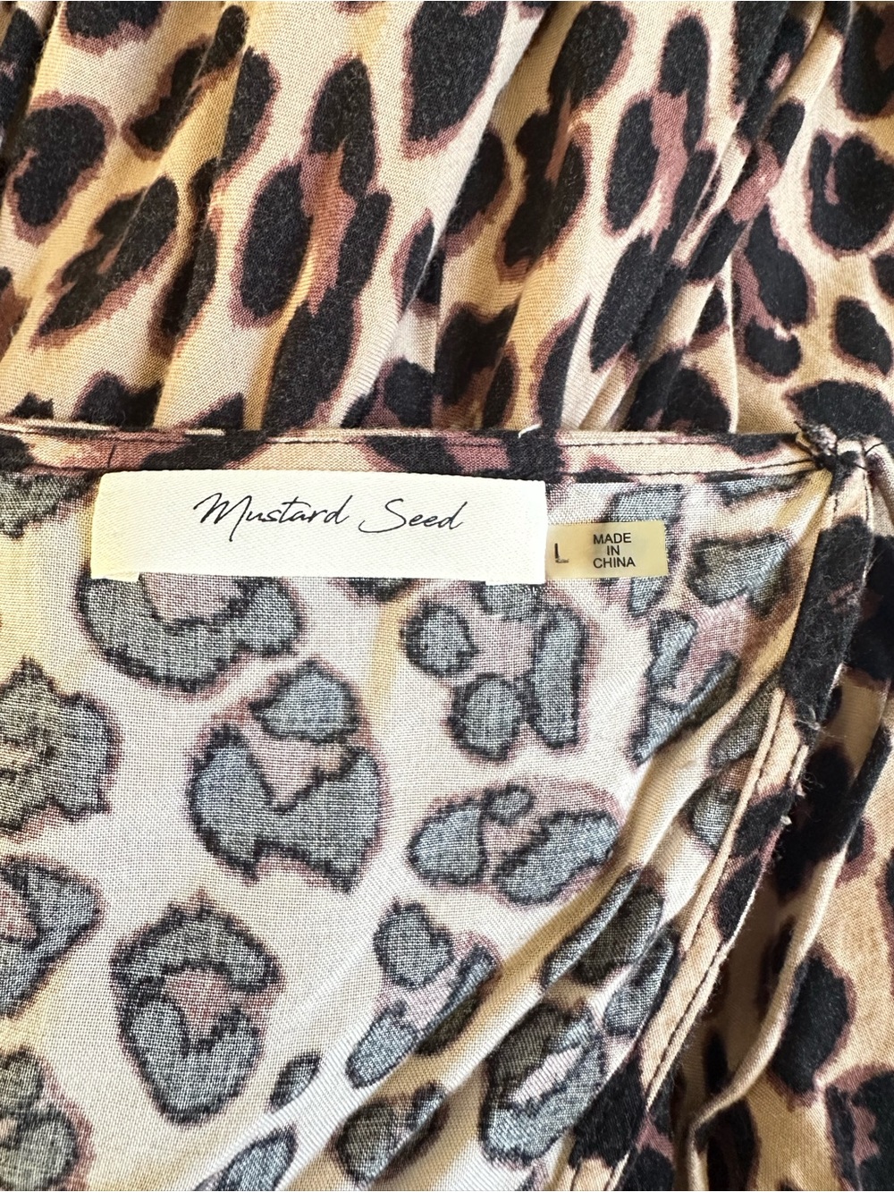 Mustard Seed Leopard Print Maxi Dress Open Back Bodycon Slip Dress L - Picture 7 of 7